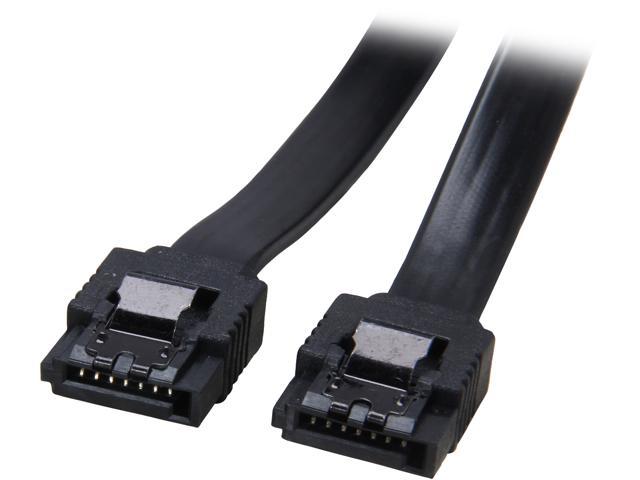24" SATA 3 III 6 GBs SSD/HDD Data Round Cable Straight to Right Angle Black 
