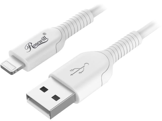 Rosewill RCCC-21003 USB-A to Lightning Cable, MFi Certified Charge & Sync Cable for Apple iPhone, iPad, iPod, AirPods Charging Case | Fast Charge and Data Transfer Speed, Durably Built | White, 10 Feet, 2-Pack