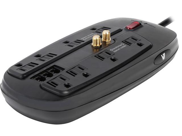 V7 6 Feet 8 Outlets 1800 Joules Home / Office Surge Protector (SA0806B-8N6)