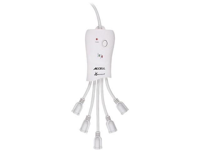 ACCELL D080B-009K 6 ft. 5 Outlets 600 Joule PowerSquid 600 Joules Surge Protector and Power Conditioner