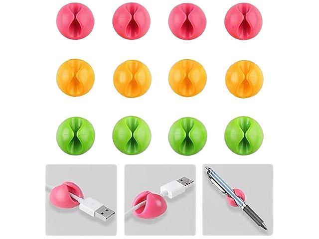 Insten 1931252 Pink / Yellow / Green 12-Pack Smart Wire Cable Cord Drop Clips Ties Organizer Holder Line Fixer Set - OEM