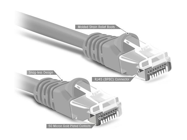 5 Pack 5 Ft Rj45 Cat 6e 550mhz Molded Ethernet Network Patch Cable Gray Lifetime 5453