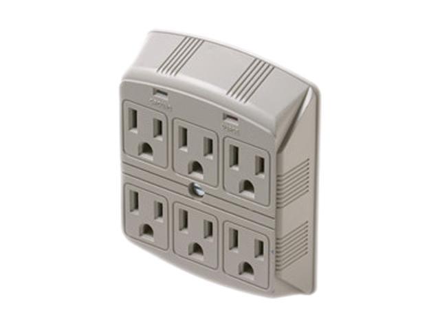 Steren 905-307 Wall Mount 6 Outlets 370 Joules Plug-In Surge Protector