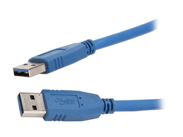 Blue Superspeed USB 3.0 Type A Male to Type A Male 24//28AWG Cable 6 Feet US
