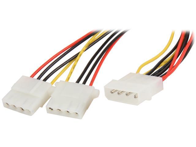 Nippon Labs POW-01208 8" 1 x Molex 5.25 Male to 2 x Molex 5.25 Female Power Supply Y Adapter Cable Spliter