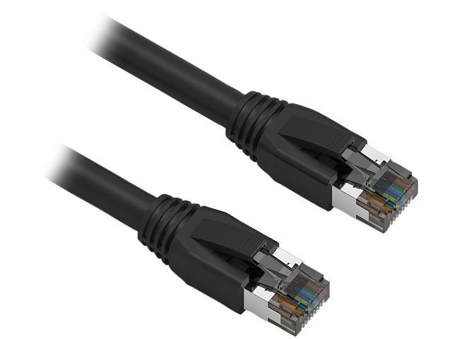 Nippon Labs Cat8 RJ45 2FT Ethernet Patch Internet Network LAN Cable, Indoor/Outdoor, 24AWG, Shielded Latest 40Gbps 2000Mhz, Weatherproof S/FTP for Router, PS4, PS5, Xbox, PoE, Switch, Modem (Black)