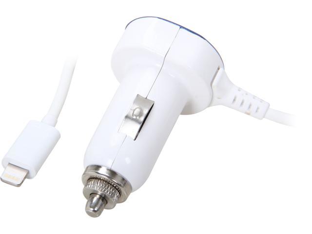 Mediasonic IPC022 White OCHO Car Charger with Lightning Cable for Apple iPod iPhone iPad