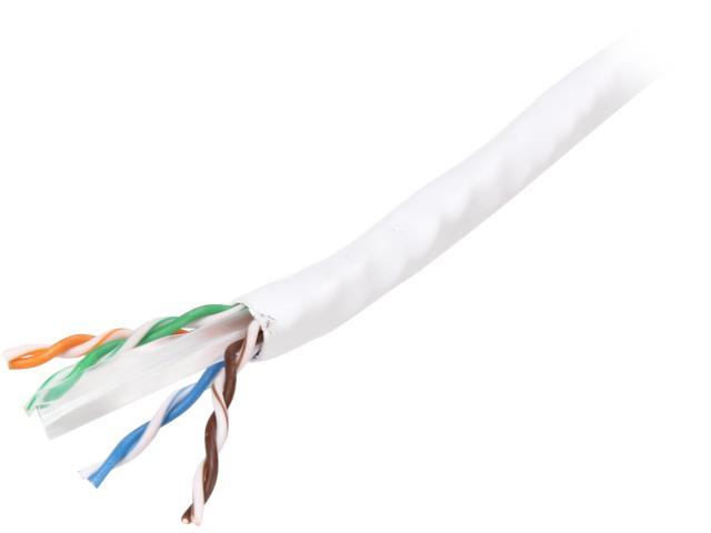 Prime Wire & Cable BC21010008 1000 ft. Cat 6 White UTP 24AWG Solid CMR bulk Network Ethernet Cable