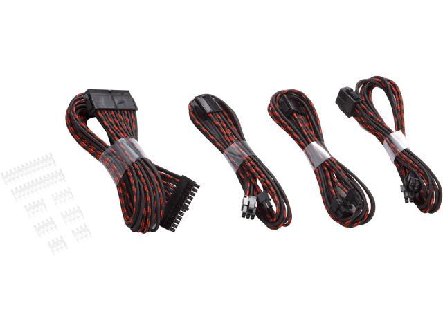 Phanteks PH-CB-CMBO_SRD Universal Extension Cables Kit (PH-CB-CMBO) - 1x 24pin ATX, 1x 8pin (4+4) EPS, 2x 8pin (6+2) PCI-e Extension, 500mm Length, Individually Sleeved, S Type Black/Red Color