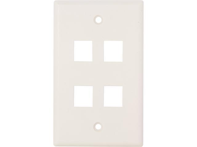 Nippon Labs WP-4WH Wall Plate for Keystone Insert, 4 Hole, Color White - OEM