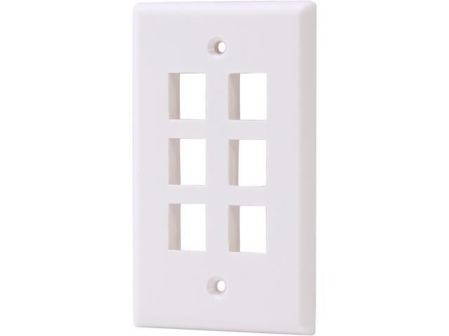 Nippon Labs WP-6WH Wall Plate for Keystone Insert, 6 Hole, Color White - OEM
