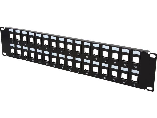 C2G/Cables To Go 03860 32-Port Blank Keystone / Multimedia Patch Panel, Black