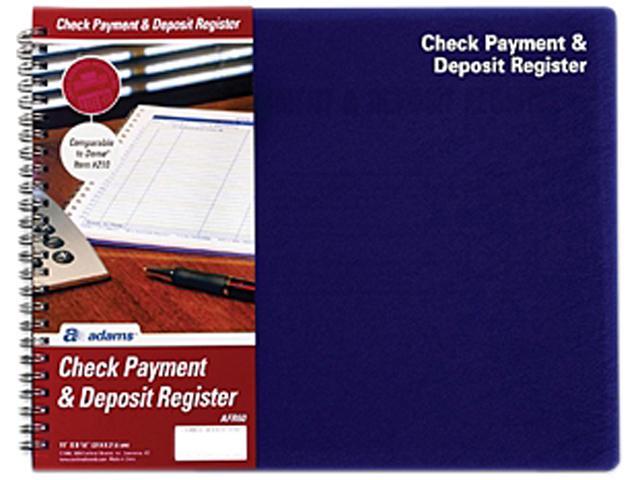 Adams AFR60 Check Payment & Deposit Register - 96 Sheet(s) - 11" x 8 1/2" Sheet Size - White Sheet(s) - 1 Each