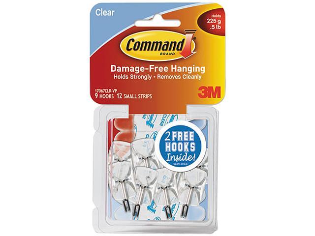 Clear Hooks & Strips, Plastic/Wire, Small, 9 Hooks w/12 Adhesive Strip