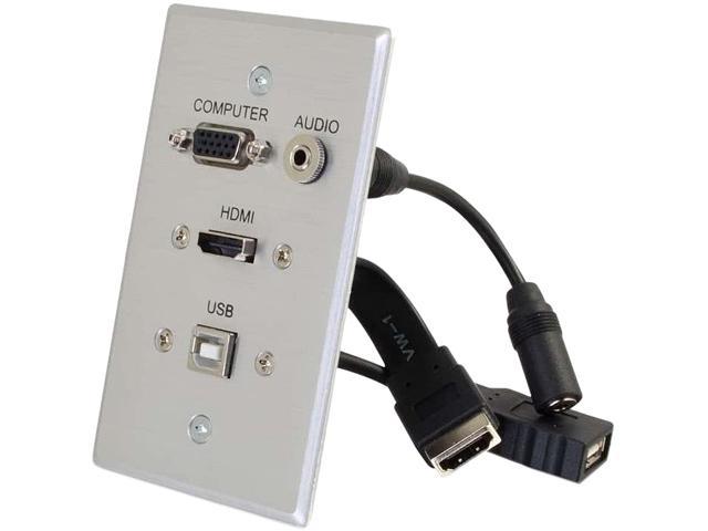 Photo 1 of C2G HDMI, VGA, 3.5mm Audio and USB Pass Through Single Gang Wall Plate (White)