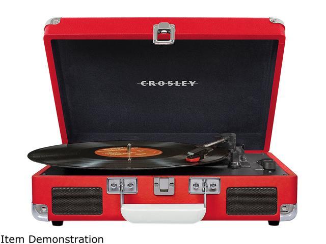 Crosley Cruiser Deluxe Portable Bluetooth Turntable Red Cr8005d Re Newegg Com