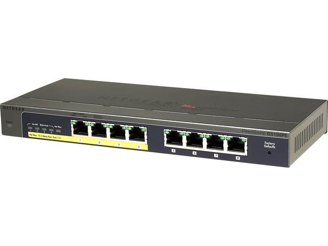NETGEAR 8-Port PoE Gigabit Ethernet Plus Switch (GS108PEv3) - with 4 x PoE @ 53W, ProSAFE Lifetime Protection