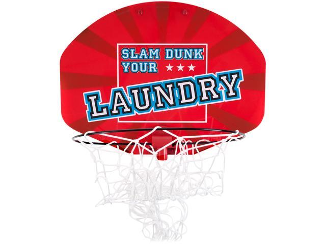 Basketball Hoop Kids Laundry Basket Over Door Backboard Hanging Hamper Bag Net 