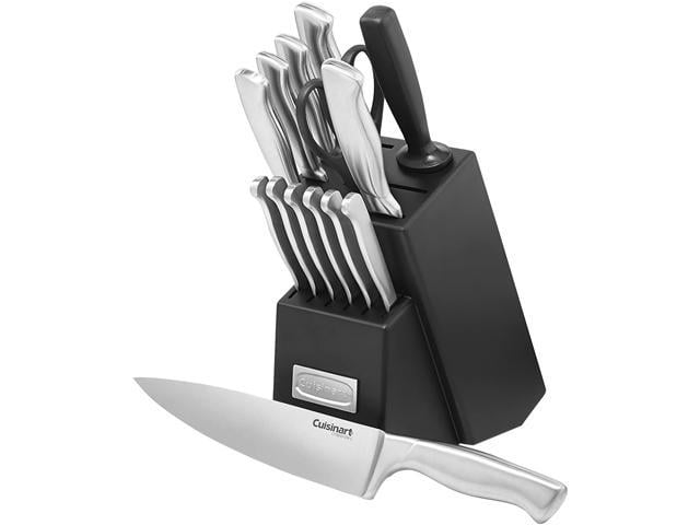 Cuisinart 15pc Stainless Steel Hollow Handle Cutlery Block Set Knives Dinner New 