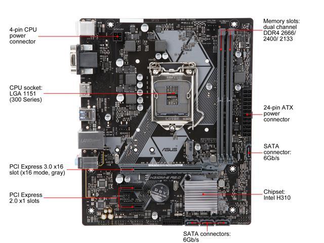 Asus Prime H310m E R2 0 Lga 1151 300 Series Micro Atx Intel Motherboard Newegg Com