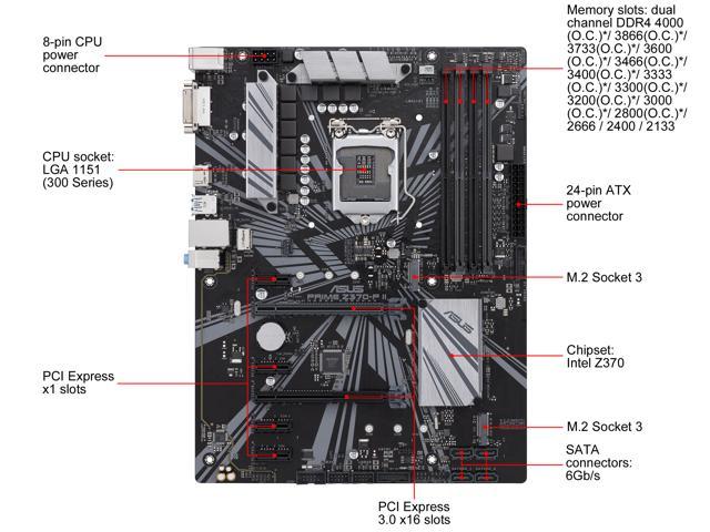 ASUS PRIME Z370-P II LGA 1151 (300 Series) Intel Z370 HDMI SATA 6Gb/s USB  3.1 ATX Intel Motherboard