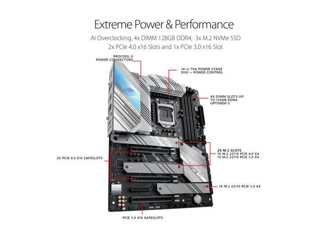 Asus ROG Strix Z590-A Gaming WiFi II LGA 1200 (Intel 11th/10th Gen) ATX  White Scheme Gaming Motherboard (14+2 Power Stages, DDR4 5133, WiFi 6  AX201, 