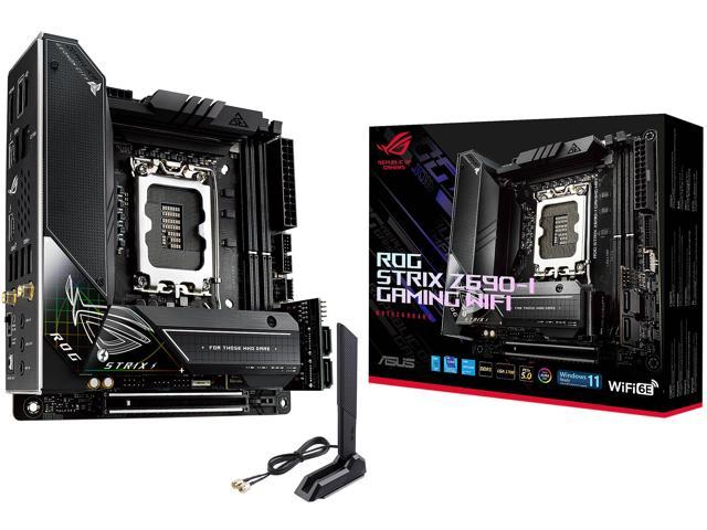 ASUS ROG Strix Z690-I Gaming WiFi 6E LGA 1700 (Intel® 12th&13th Gen) mini-ITX gaming motherboard (PCIe 5.0,DDR5,10 layer PCB,10+1 power stages,Thunderbolt 4 Onboard,Intel® 2.5 Gb LAN,USB 3.2 Gen 2x2 front panel Type-C)