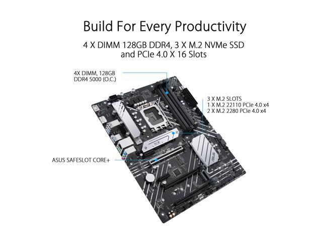 ASUS PRIME H670-PLUS D4 LGA 1700 (Intel 12th Gen) ATX Motherboard (PCIe  4.0, DDR4, 3xM.2 slots, 2.5Gb LAN, DP, HDMI, Aura Sync)