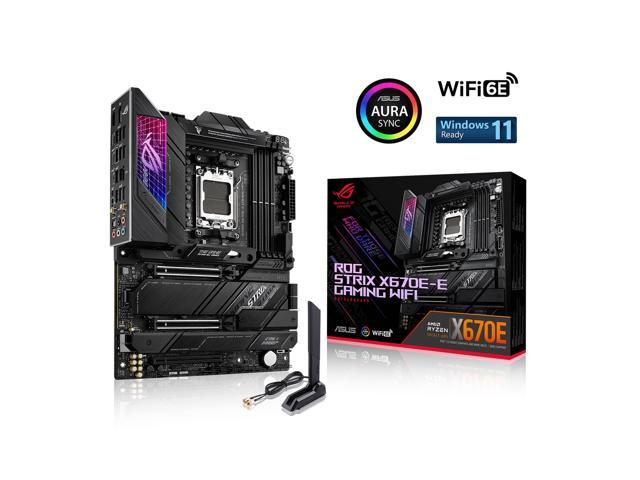 ASUS ROG STRIX X670E-E GAMING WIFI 6E Socket AM5 (LGA 1718) Ryzen 7000 ATX gaming motherboard(18+2 power stages,PCIe 5.0, DDR5 support, four M.2 slots with heatsinks, USB 3.2 Gen 2x2, WiFi 6E, AI Cooling II,PCIe Slot Q-Release, M.2 Q-Latch)
