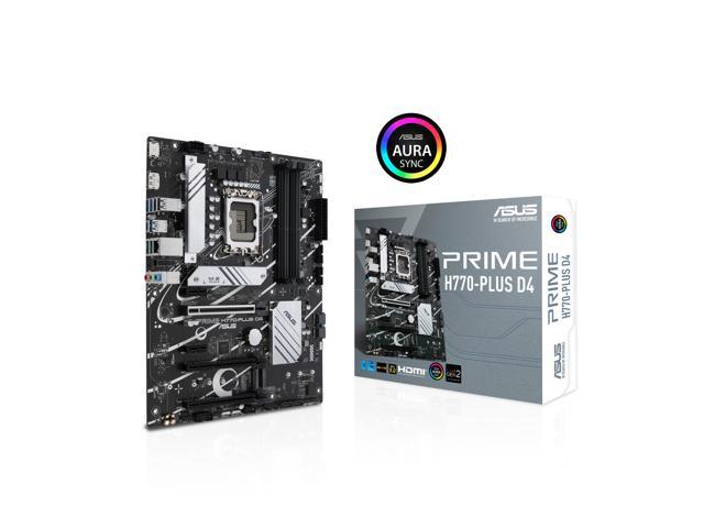 ASUS Prime H770-PLUS D4 Intel H770( 13th and 12th Gen) LGA 1700 ATX motherboard with PCIe 5.0, 3xPCIe 4.0 M.2 slots, DDR4, 2.5Gb LAN, DisplayPort, HDMI, USB 3.2 Gen 2 Type-C, Thunderbolt™ (USB4) support, Aura Sync
