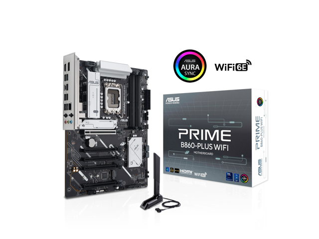 ASUS PRIME B860-PLUS WIFI B860 LGA 1851 ATX motherboard, Intel Core Ultra Series 2 Ready, Advanced AI PC-ready, 8+1+1+1 stages, DDR5, PCIe 5.0, HDMI, USB 20Gbps Type-C, 2 x M.2, WiFi 6E, 2.5Gb LAN