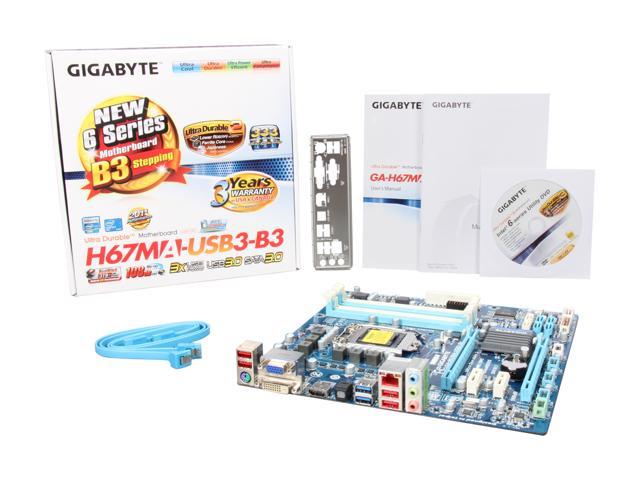GIGABYTE GA-H67MA-USB3-B3 LGA 1155 Micro ATX Intel Motherboard