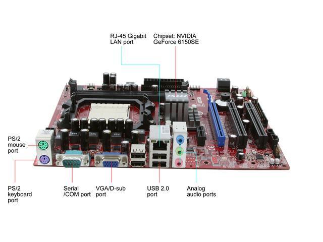 MSI K9N6PGM2-V2 AM3/AM2+/AM2 NVIDIA GeForce 6150SE Micro ATX AMD Motherboard