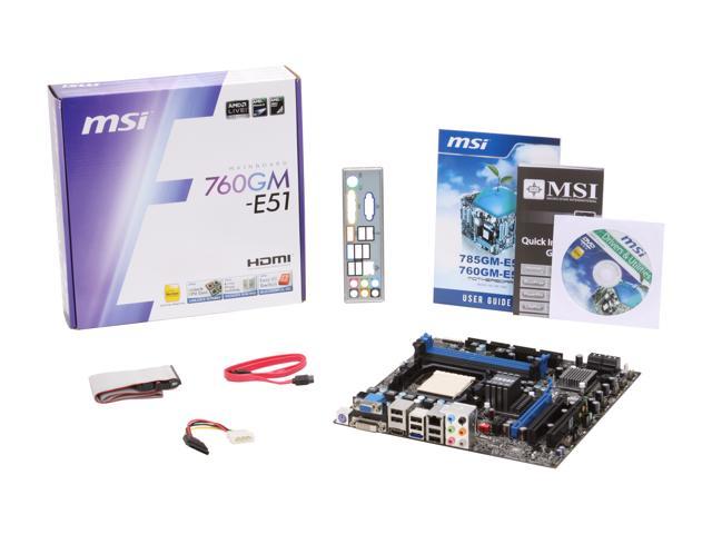 Msi 760gm E51 Am3 Micro Atx Amd Motherboard Neweggca 