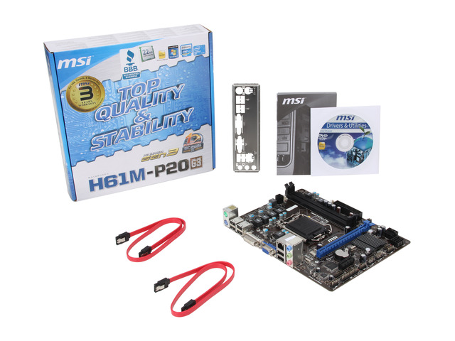 MSI H61M P20 G3 LGA 1155 Micro ATX Intel Motherboard With UEFI BIOS 