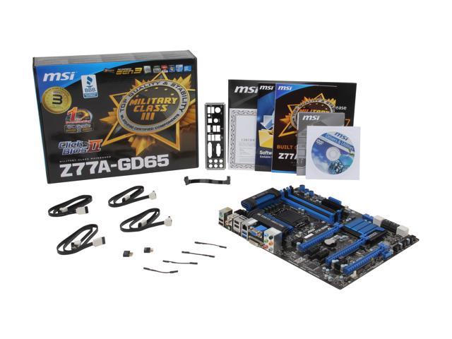 MSI Z77A-GD65 LGA 1155 Intel Z77 HDMI SATA 6Gb/s USB 3.0 ATX Intel  Motherboard with UEFI BIOS