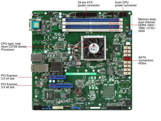 ASRock Rack C3758D4U-2TP Micro ATX Server Motherboard 8 core SOC Dual ...