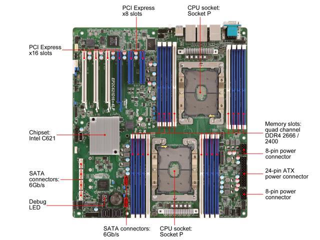 AsRock Rack EP2C621D16-4LP EEB Server Motherboard Dual Socket LGA 3647  Intel C621