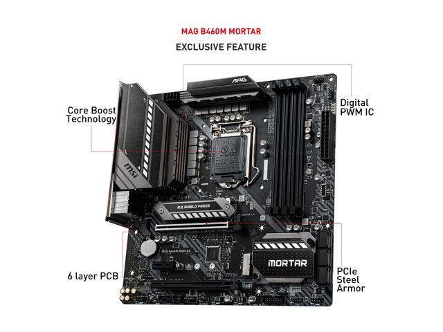 MSI MAG B460M MORTAR LGA 1200 Micro ATX Intel Motherboard - Newegg.com