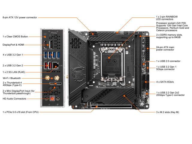 MSI MEG Z690I UNIFY DDR5 LGA 1700 Intel Z690 SATA 6Gb/s Mini ITX Intel  Motherboard