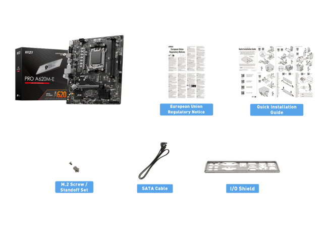 MSI PRO PRO A620M-E AM5 AMD A620 SATA 6Gb/s DDR5 mATX Motherboards