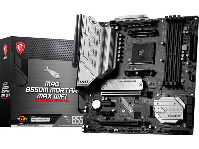 MSI MAG B550M MORTAR MAX WIFI DDR4 AM4 AMD B550 SATA 6Gb/s Micro-ATX Wi-Fi  6E 2.5Gbps LAN M.2 (Key-E) Motherboards - AMD