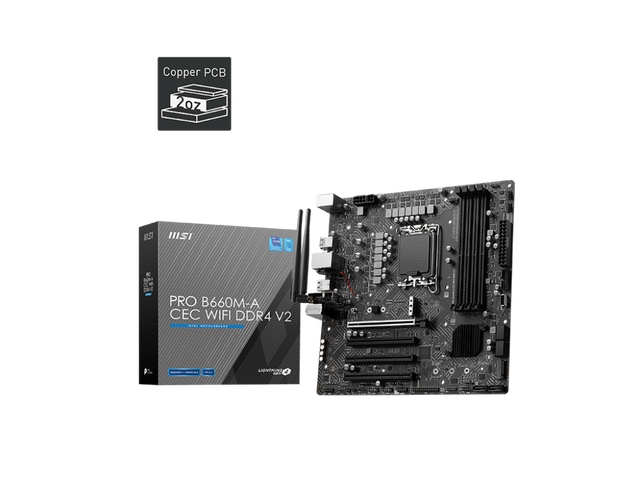 MSI PRO B660M-A CEC WIFI DDR4 MicroATX Motherboard – LGA 1700, Intel, 4x DDR4 Slots, PCIe 4.0, Refurbished