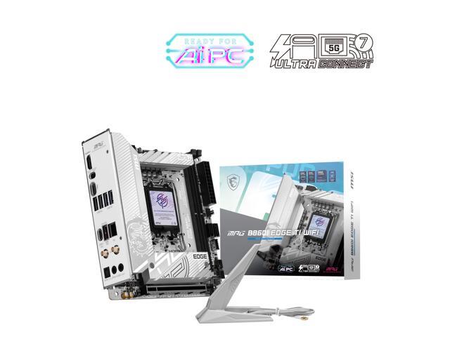 MSI MPG B860I EDGE TI WIFI White Motherboard, Mini-ITX - Supports Intel Core Ultra Processors (Series 2), LGA 1851 - 110A SPS VRM, DDR5 Memory Boost (8600+ MT/s OC), PCIe 5.0 x16, M.2 Gen5, Wi-Fi 7, 5