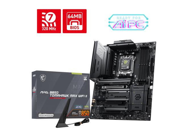 MSI MAG B850 TOMAHAWK MAX WIFI II Motherboard, ATX - Supports AMD Ryzen 9000 / 8000 / 7000 Processors, AM5 - 80A SPS VRM, DDR5 Memory Boost (up to 8400+ MT/s OC), PCIe 5.0 x16, M.2 Gen5, Wi-Fi 7, 5G L