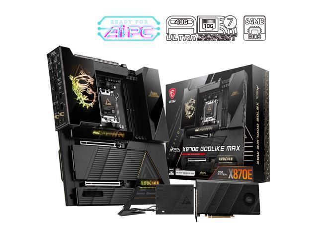 MSI MEG X870E GODLIKE MAX, E-ATX - Supports AMD Ryzen 9000/8000/7000 Processors, AM5 - Dynamic Dashboard III, EZ Slide M.2, 64MB BIOS ROM, 110A SPS, M.2 & PCIe 5.0, USB4, Wi-Fi 7, 10G + 5G LAN