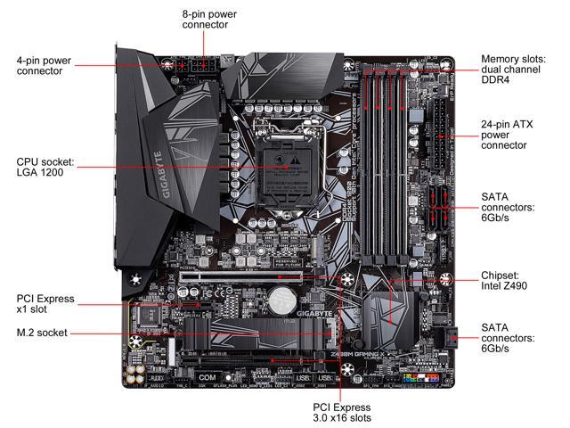 GIGABYTE Z490M GAMING X LGA 1200 Intel Z490 Micro-ATX Motherboard with ...