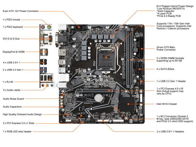 GIGABYTE H510M S2H (rev. 1.0) LGA 1200 Intel H510 Micro-ATX 