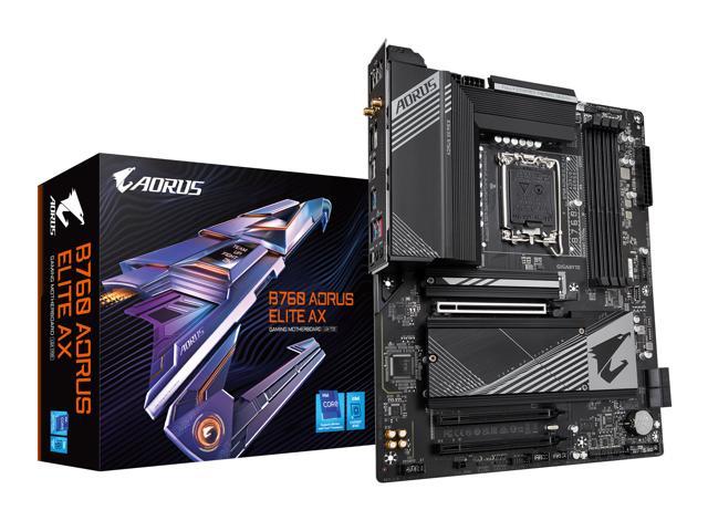 GIGABYTEB760AORUSELITEAXLGA1700IntelB760ATXMotherboardwithDDR5,TripleM.2,PCIe4.0,USB3.2Gen2X2Type-C,WiFi6E,2.5GbELAN,Q-FlashPlus,PCIeEZ-Latch