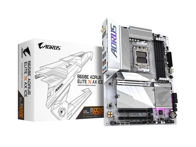 GIGABYTE B650E AORUS ELITE X AX ICE AM5 LGA 1718 AMD B650 ATX Motherboard with 5-Year Warranty, DDR5, 3x M.2, PCIe 5.0, USB 3.2 Gen2X2 Type-C, WiFi